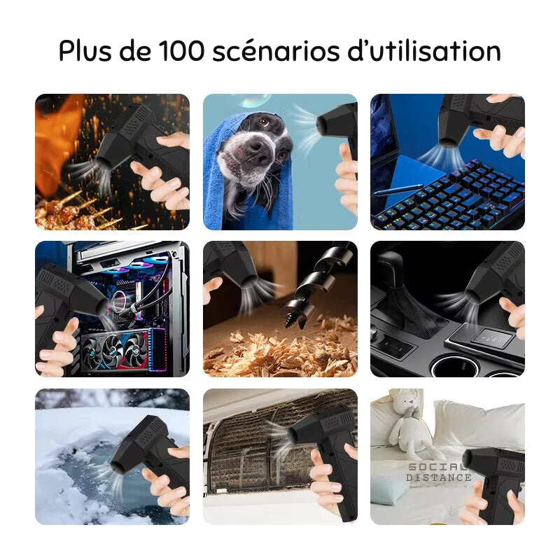 Ventilateur Turbo 200,000 RPM - Souffleur d'Air Ultra-Puissant 53M/S | Aspirateur Dépoussiéreur Brushless avec Charge Type-C